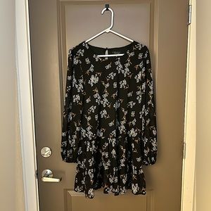 TRIXXI Drop Waist Long-Sleeve Floral Dress, Size M